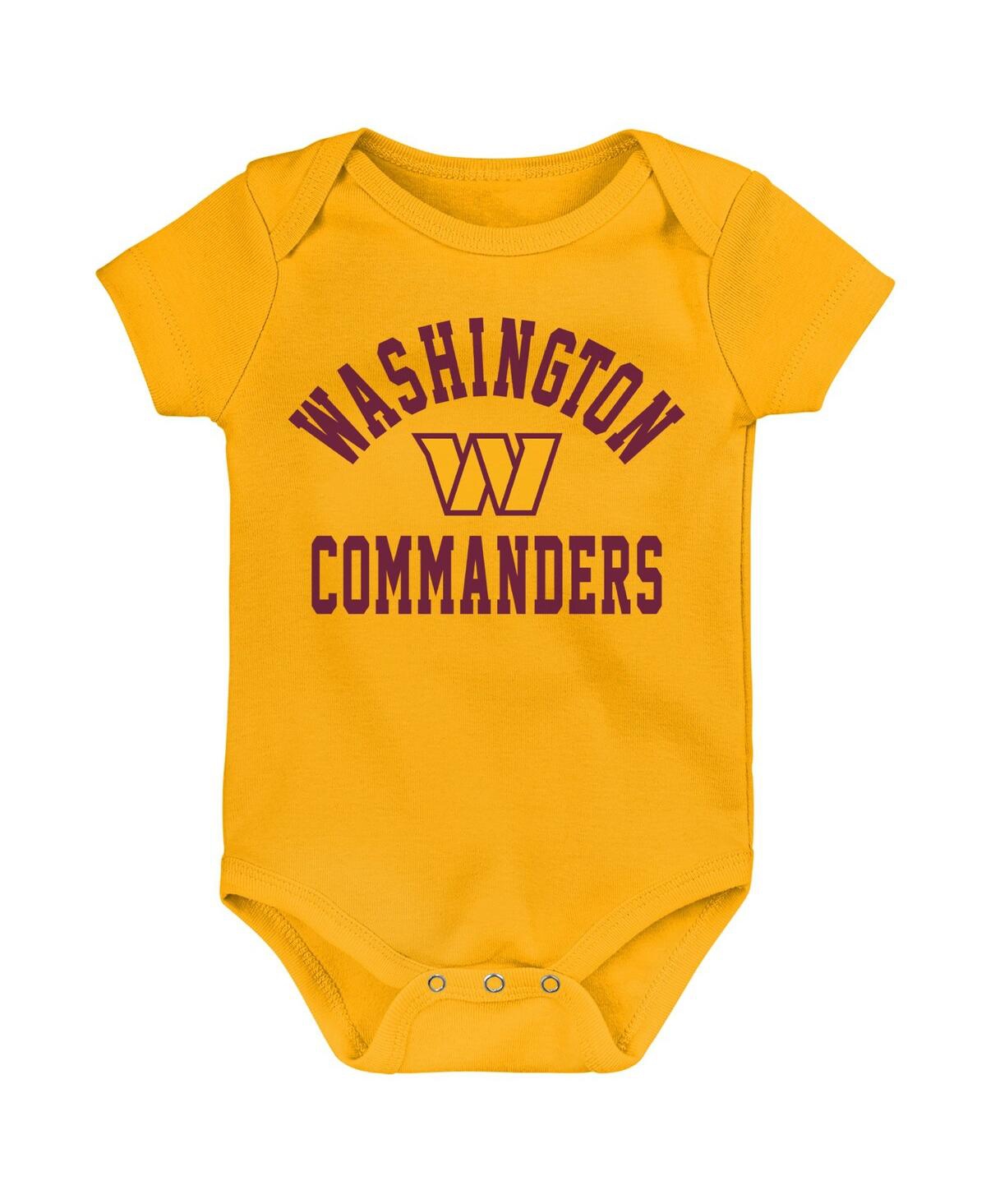 Baby Boys and Girls Burgundy, Heather Gray Washington Commanders Three-Pack Eat, Sleep and Drool Retro Bodysuit Set - Burgundy, Heather Gr