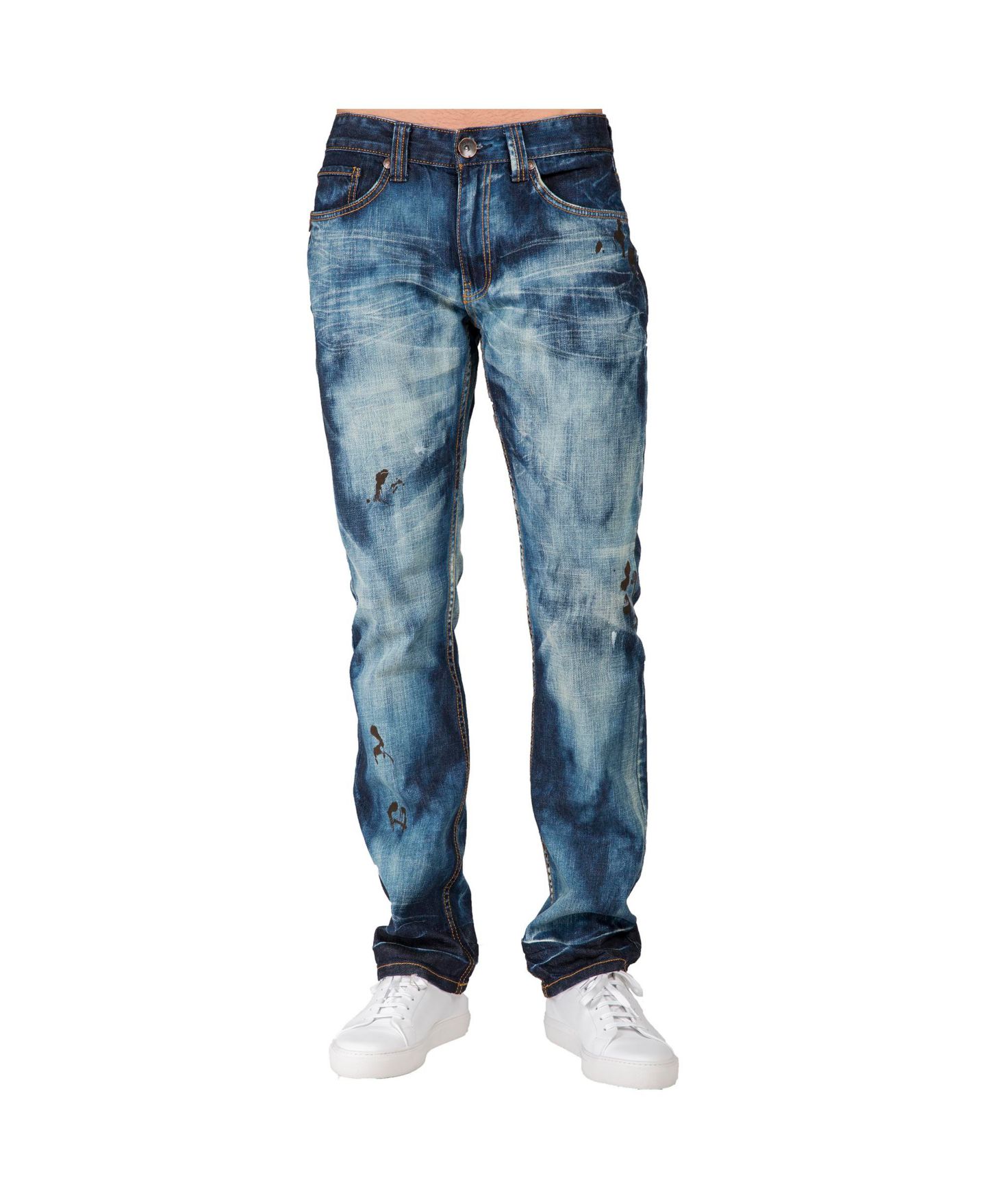 Мужские джинсы Level 7 Hand Crafted Wash Slim Straight Premium Denim Jeans, цвет: Синий — фото 1