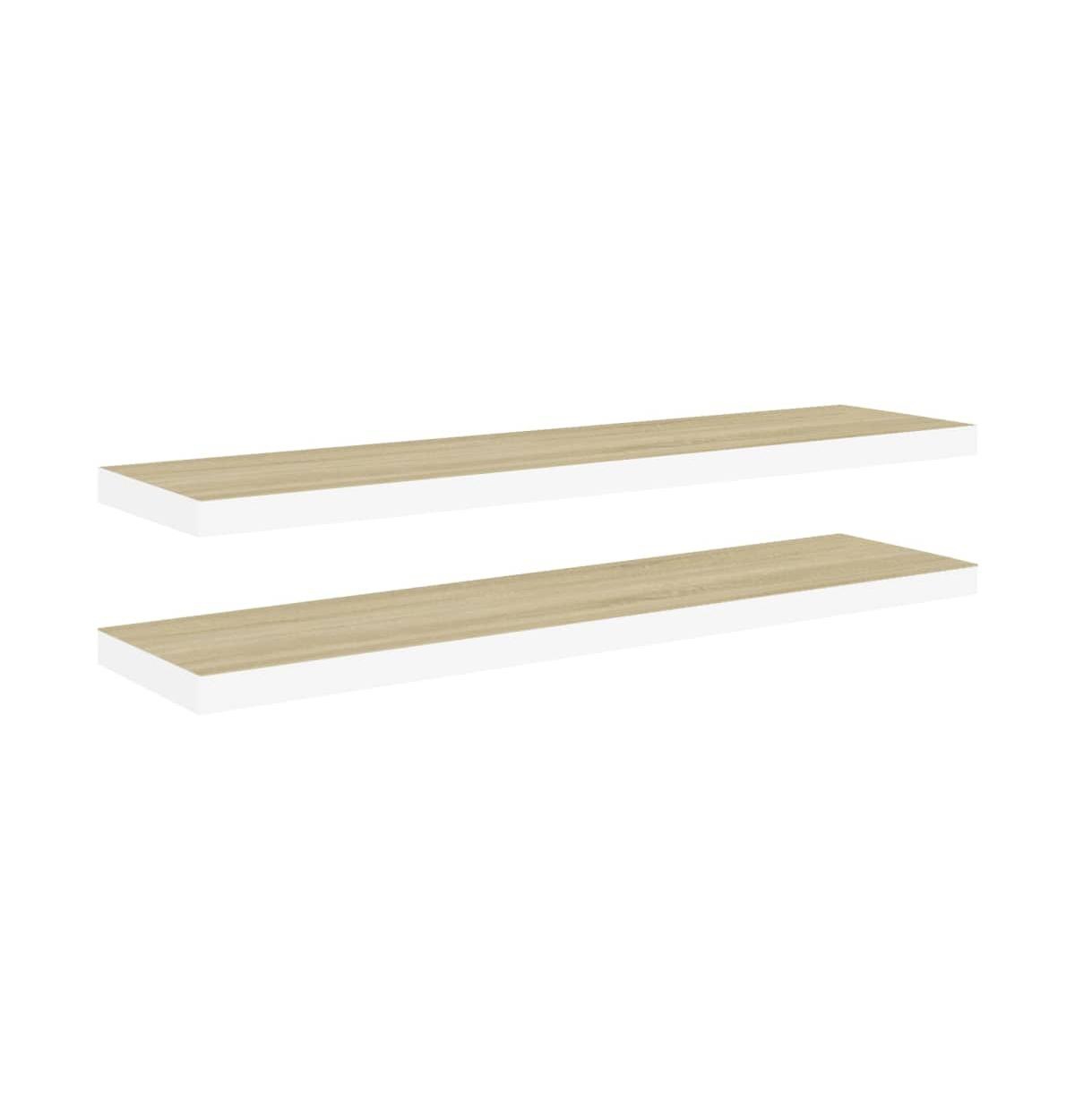 Floating Wall Shelves 2 pcs Oak and White 35.4
