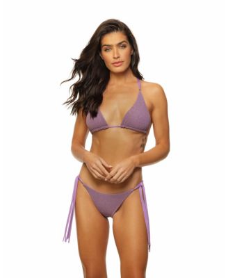 Women's Crinkle Lurex Reversible Triangle Bikini Top