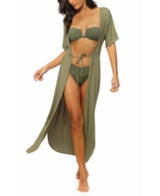 Women's Tie Front Long Kimono Cover-up