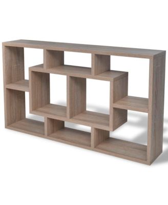 Floating Wall Display Shelf 8 Compartments Oak Color