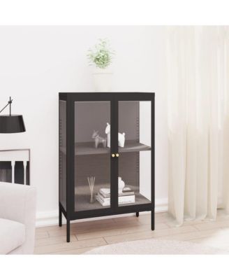 Sideboard Black 29.5"x13.8"x41.3" Steel and Glass