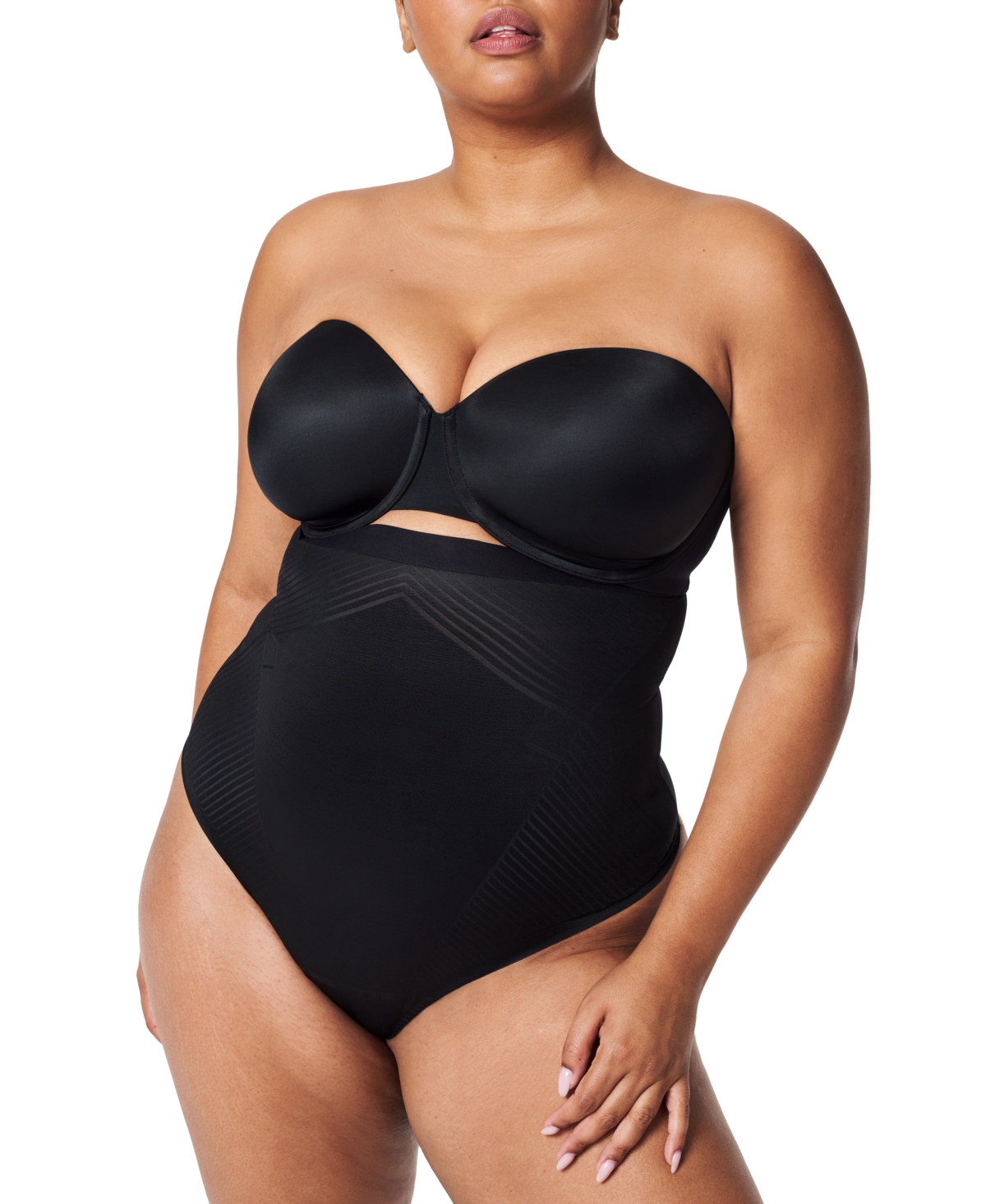Shop Spanx Women's Thinstincts High-waisted Shaping Thong Underwear 10401r In Very Black