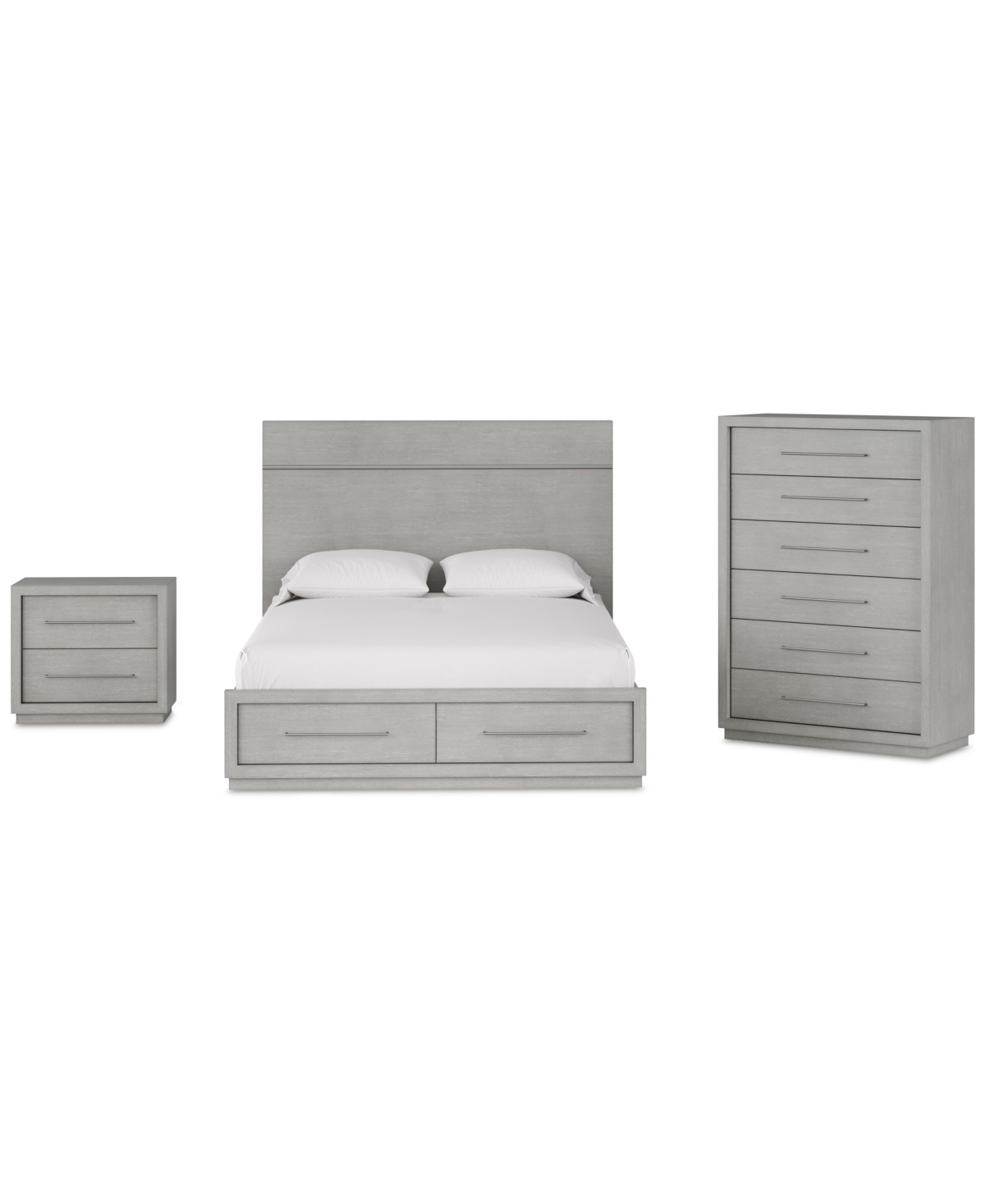 Macy's Davie 3-pc. King Set (panel Bed, Dresser & 3-drawer Nightstand) In Brown