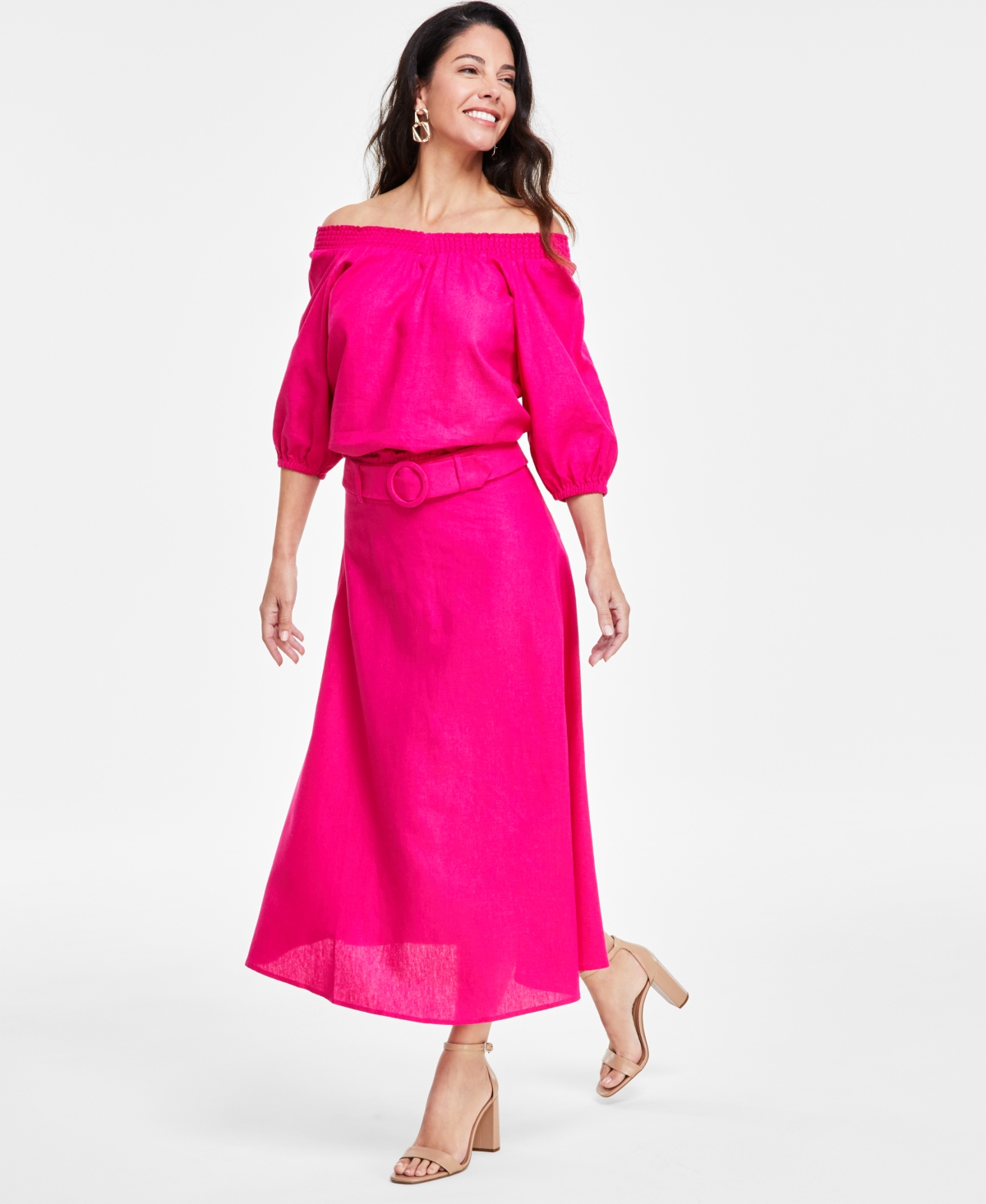 Shop Inc International Concepts Women's A-line Belted Maxi Skirt, Created For Macy's In Pink Dragonfruit