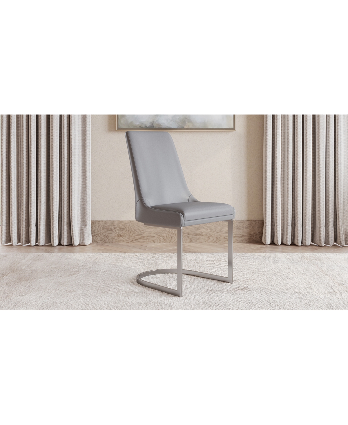 Macy's Tivie Metal Base Dining Chair In Charcoal