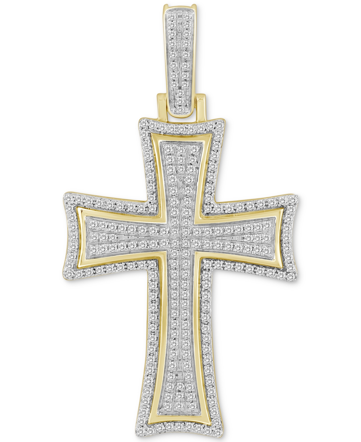 Macy's Men's Diamond Pave Flared Cross Pendant (1/2 Ct. T.w.) In 10k Gold In Yellow Gold