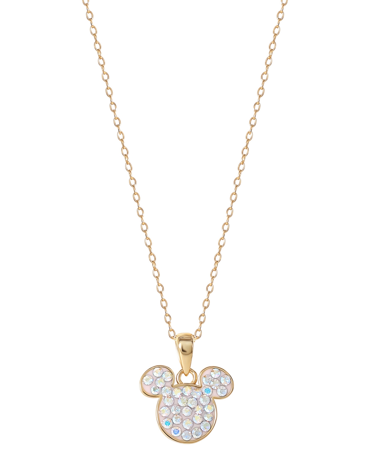 Disney Crystal Mickey Mouse Pendant Necklace in 18k Gold-Plated Sterling Silver, 18