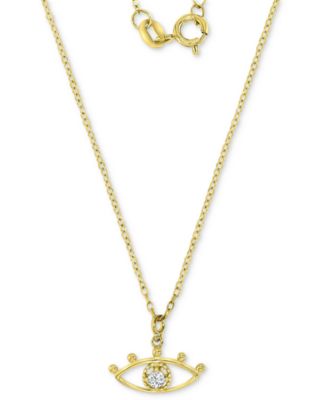 Macy's - Cubic Zirconia Openwork Evil Eye Pendant Necklace in 14k Gold-Plated Sterling Silver, 16" + 2" extender