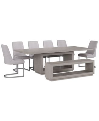 Tivie 8 Pc Dining Set (Rectangular Table + 6 Chairs + Bench), Created for Macy's