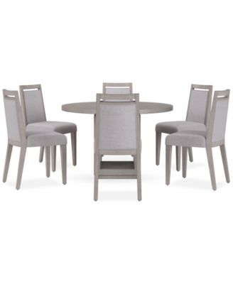 Tivie 7 Pc Dining Set (Round Table + 6 Dining Chairs), Created for Macy's