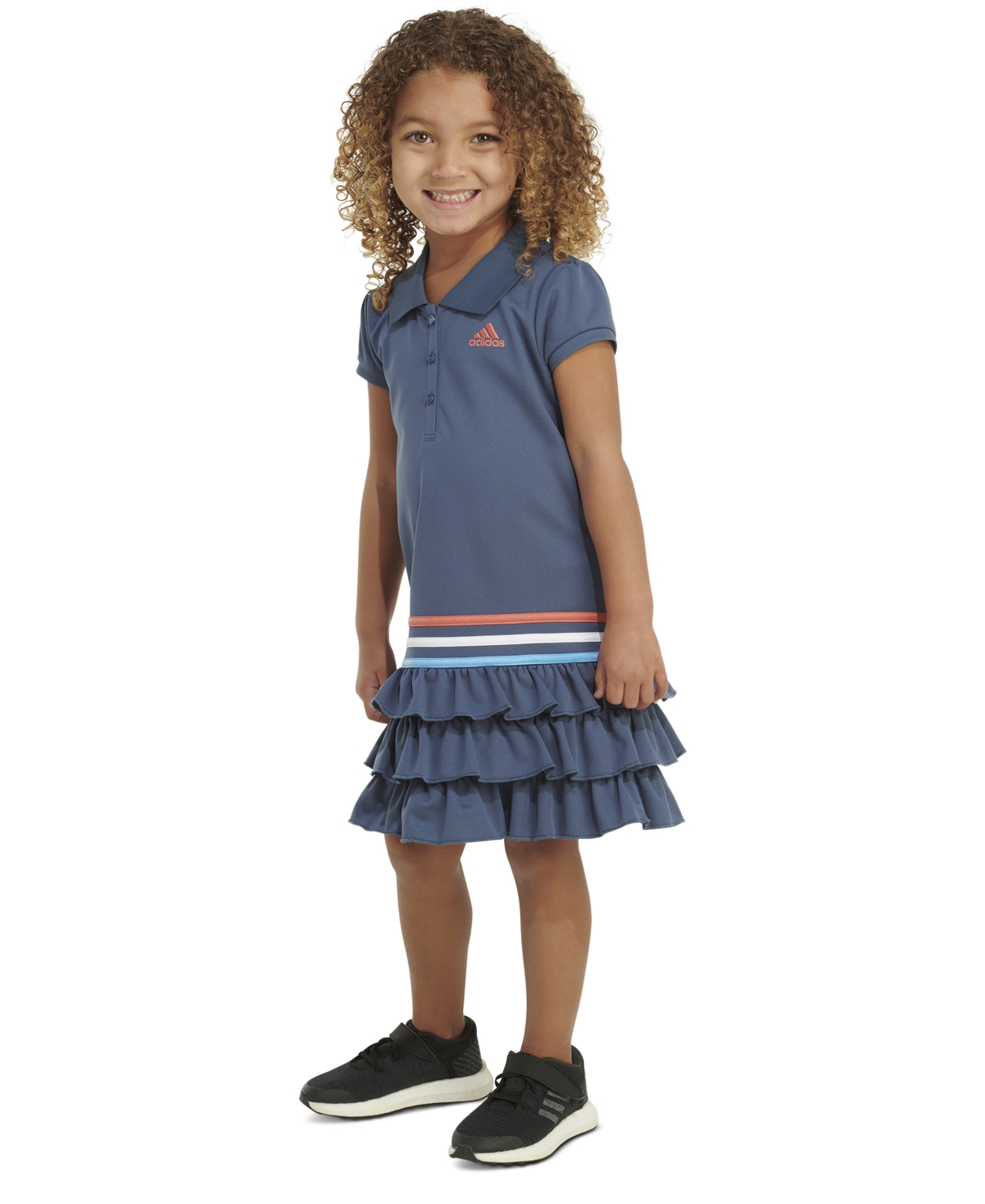 adidas Little & Toddler Girls Short-Sleeve Ruffled Polo Dress