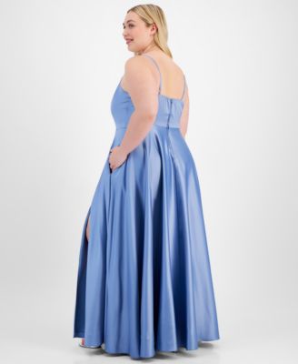 B Darlin Trendy Plus Size Satin Sleeveless Gown