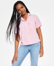 Levi's Women's Charlie Fitted Denim V-Neck Cropped Top - Macy's
