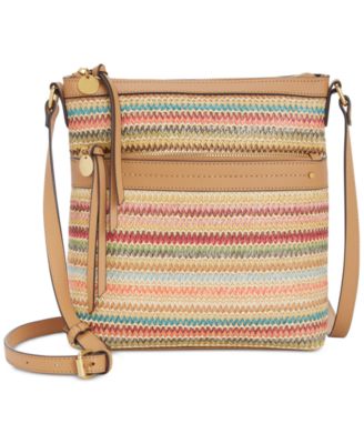 Straw North South Crossbody Bag