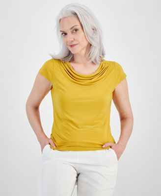Kasper - Cowl-Neck Short-Sleeve Top