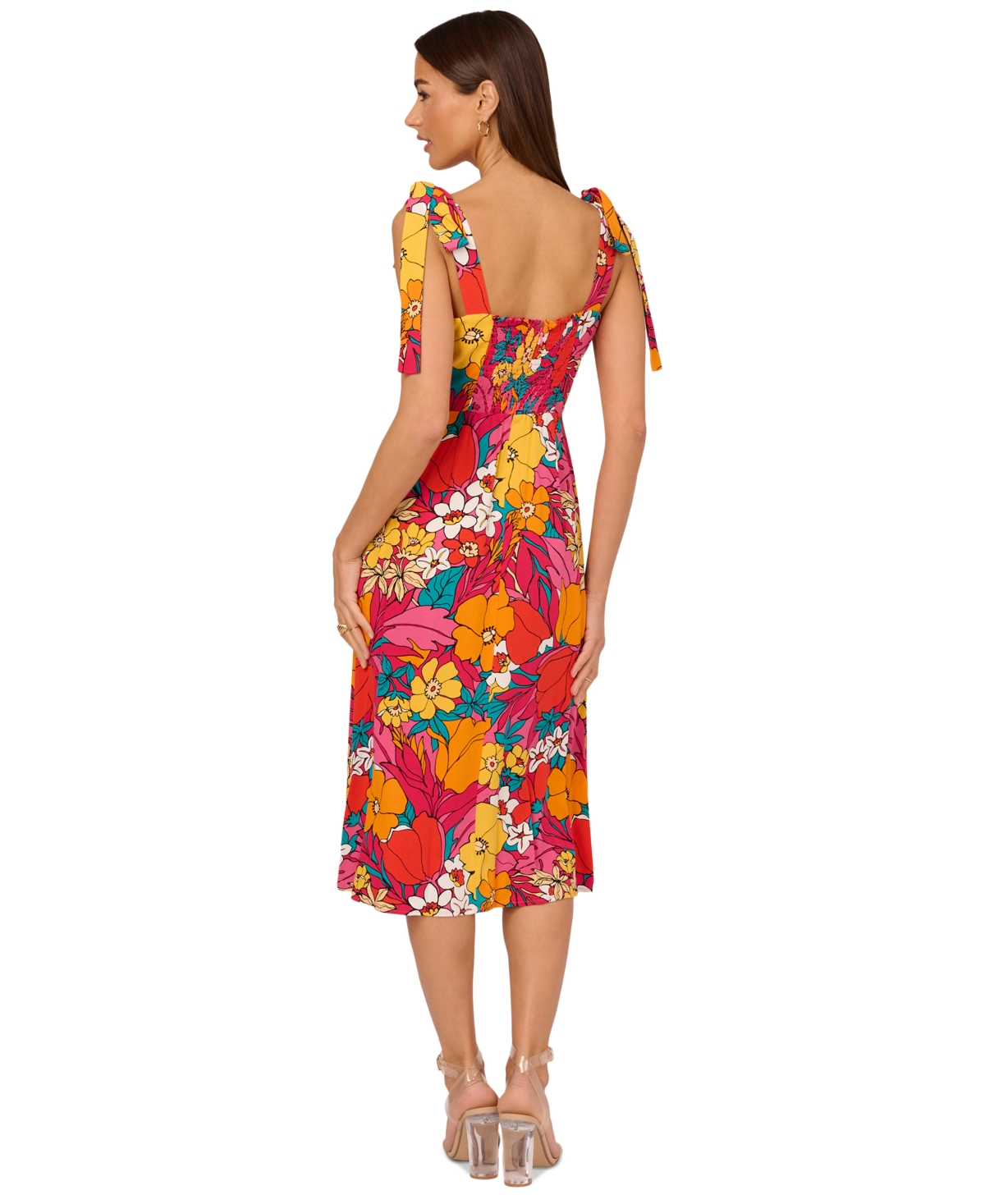 Shop Adrianna By Adrianna Papell Women's Printed Midi Dress In Pinkorange