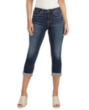 Lisskolo Women's Capri Jeans Embroidered Stretch Mid-Rise Skinny Cropped  Denim Jeans Capris