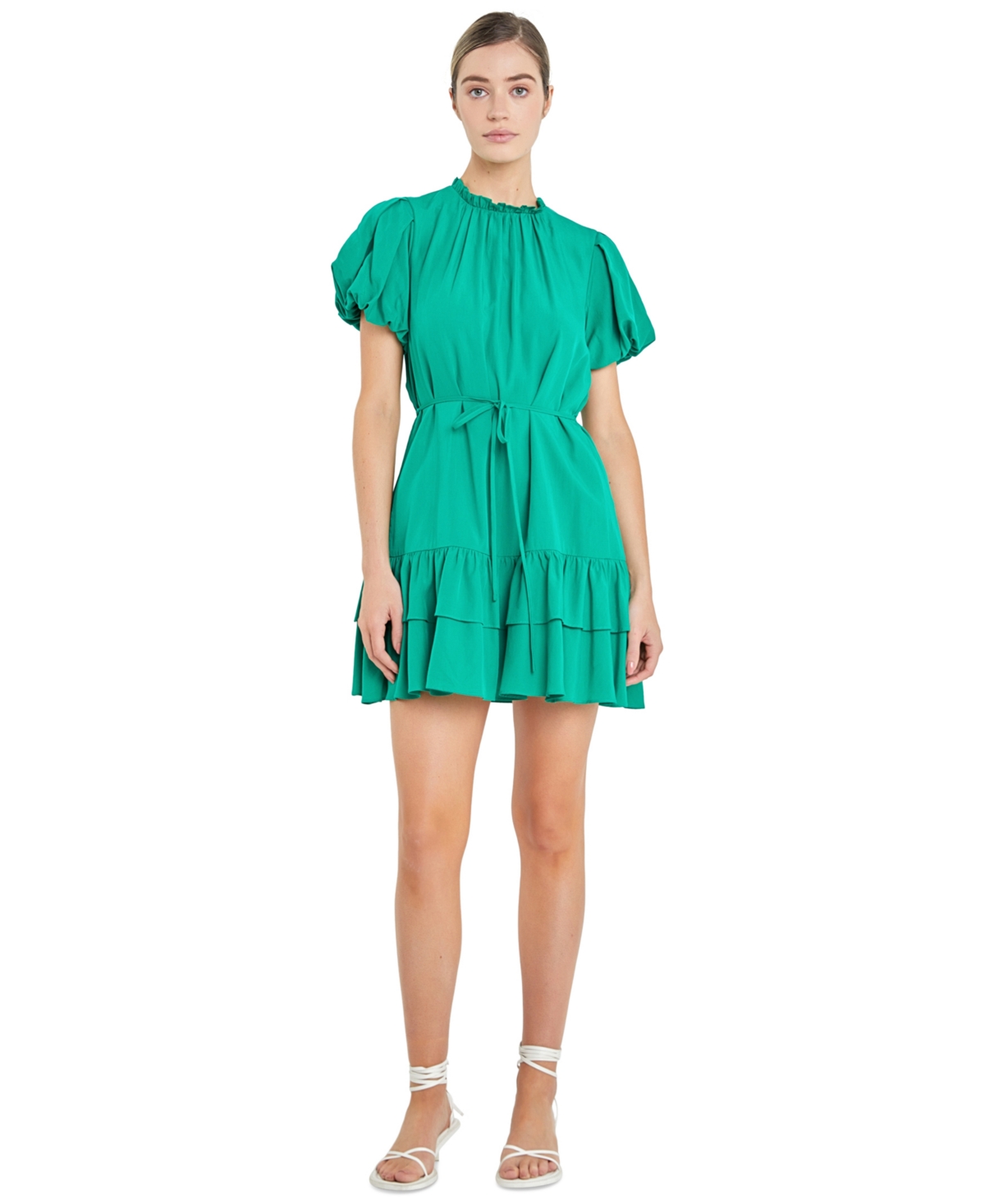 Women's Belted Mini Dress - Kelly Green