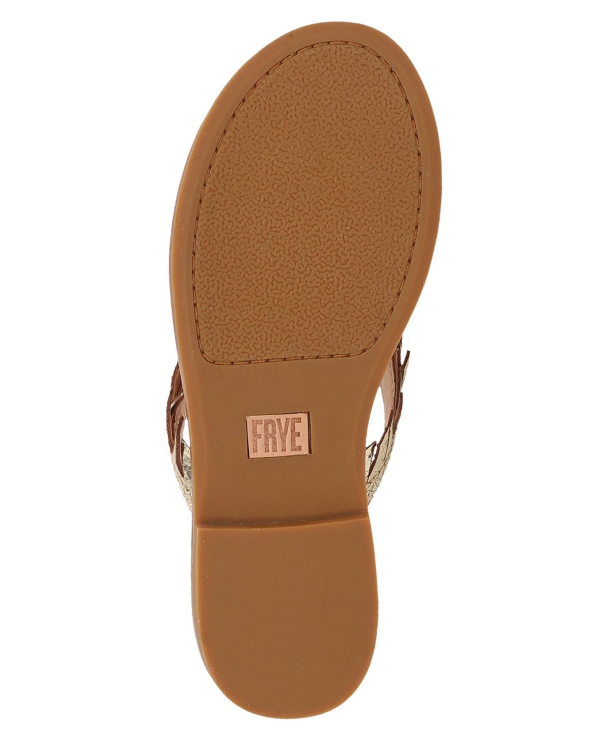 Frye Women's Ava Fringe Thong Flat Sandals - Gold Mirror - Distressed Crackle Leather