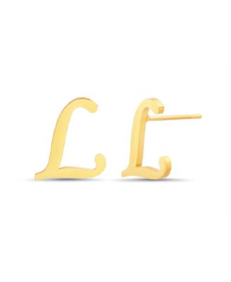Gold-Tone Letter Initial Stud Earring