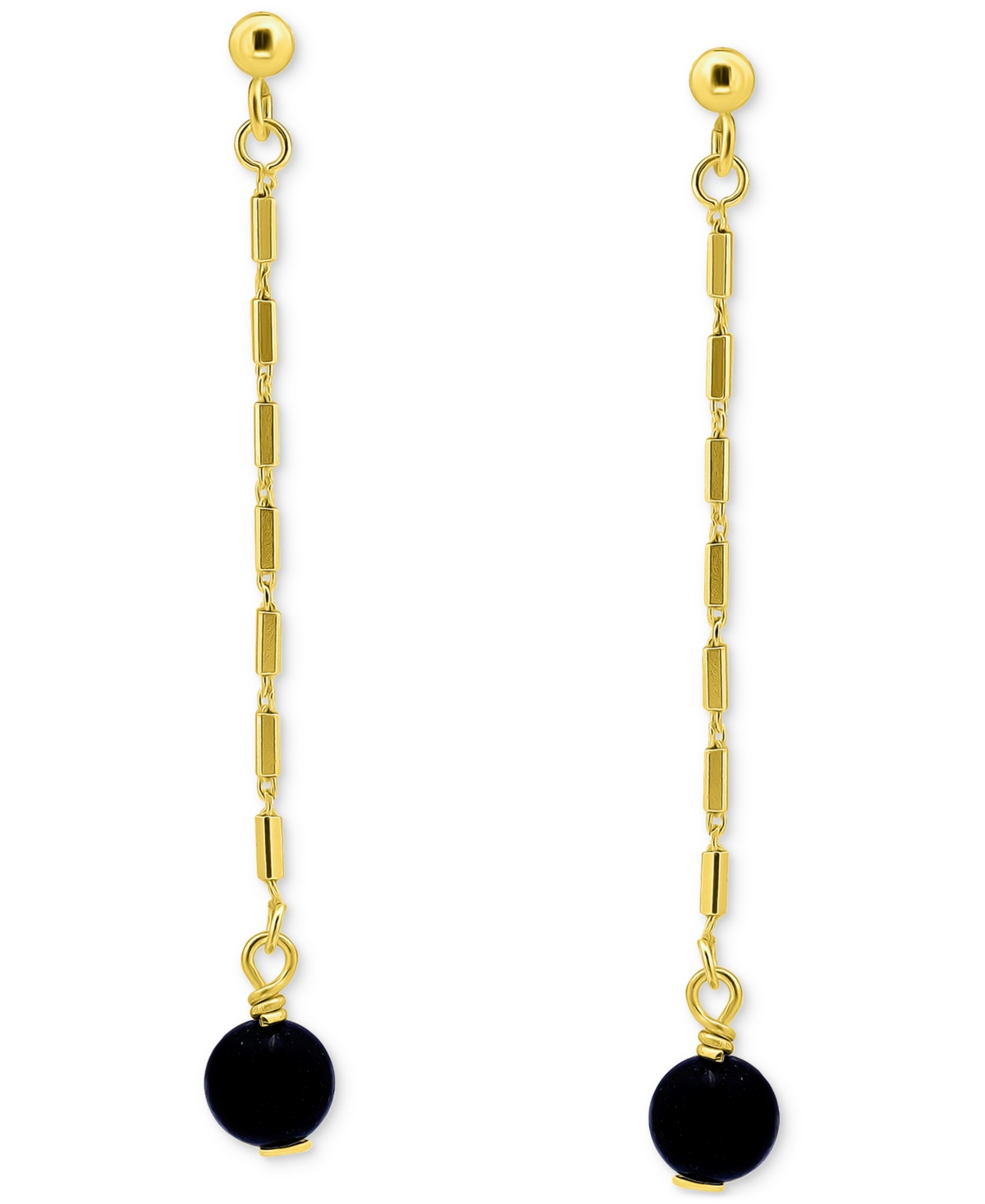 Giani Bernini Gemstone Bead Chain Drop Earrings In 18k Gold-plated Sterling Silver, Created For Macy's In Amethyst,silver