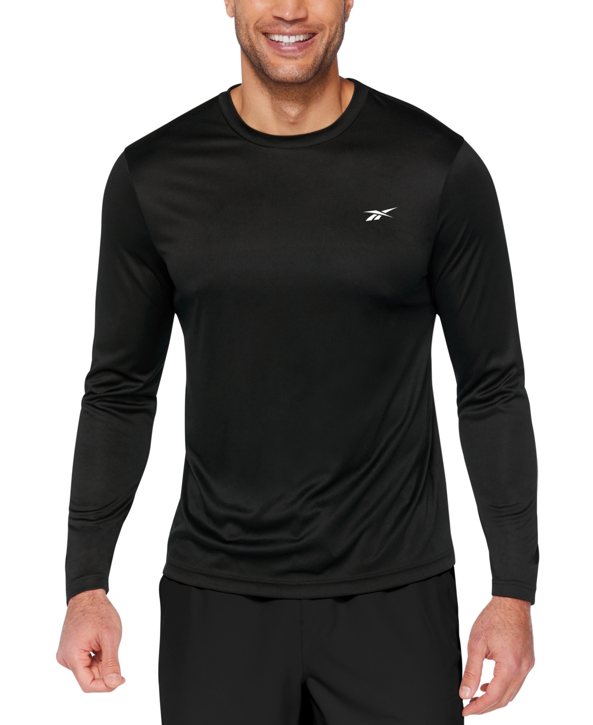 Shop Reebok Men's Quick-dry Logo Swim Shirt In Black