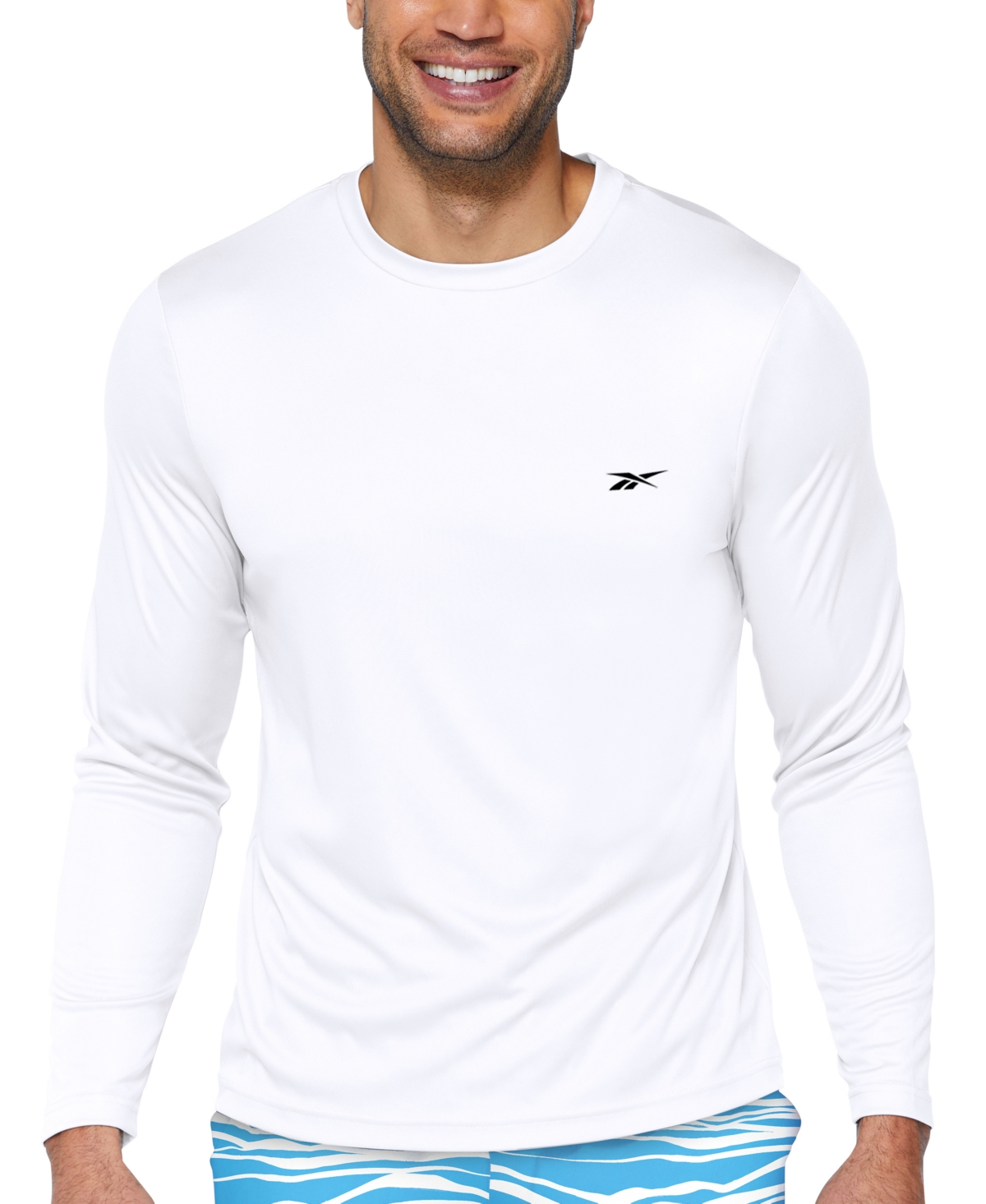Shop Reebok Men's Quick-dry Logo Swim Shirt In White