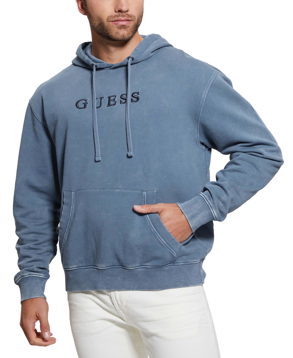 Guess Men's Finch Terry Washed Logo Sweatshirt In Mojave Stone Multi