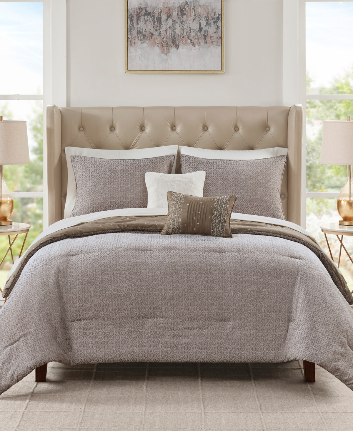 Shop Jla Home Berkley 9-pc. Comforter Set, King, Created For Macy's In Brown