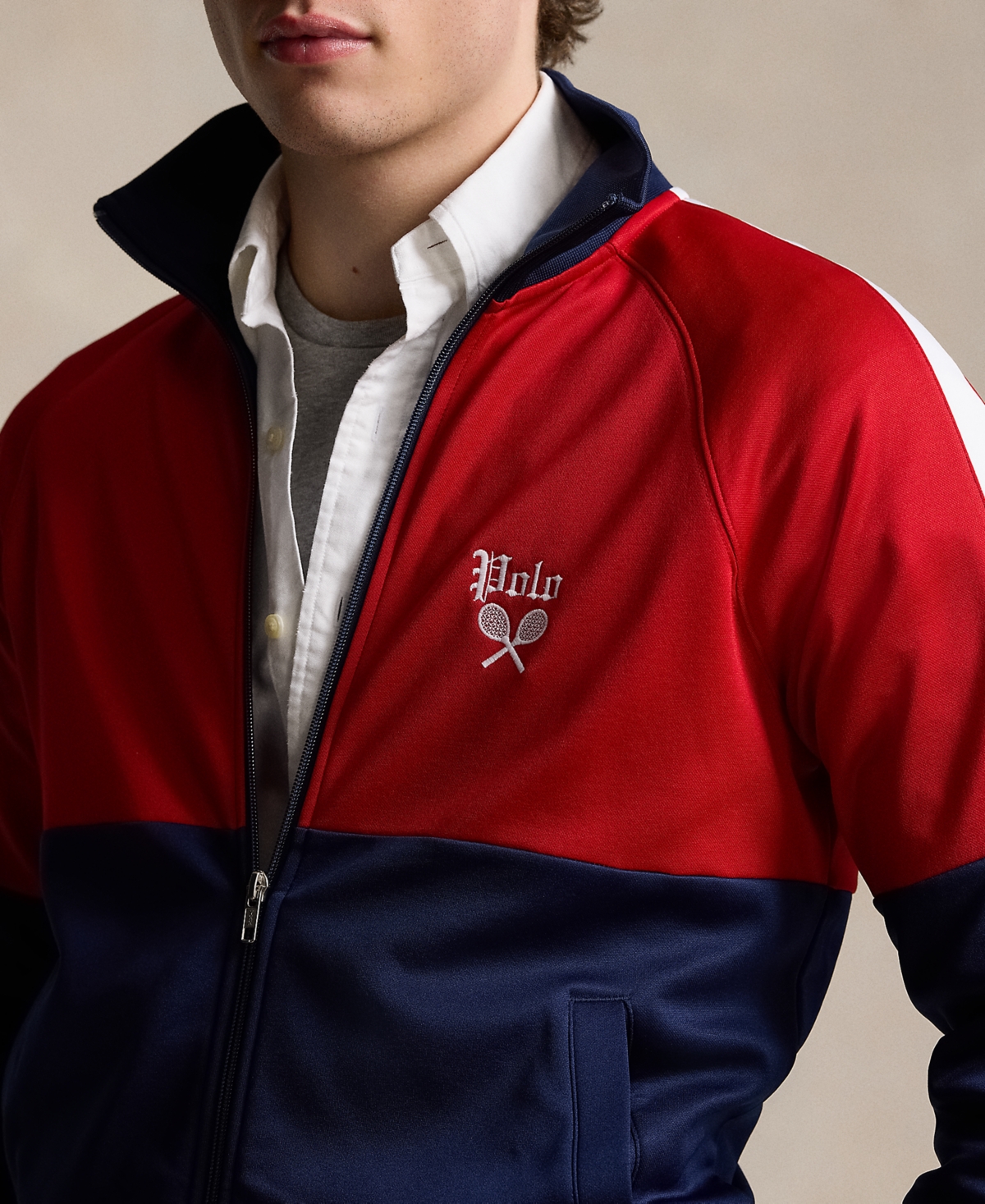 Shop Polo Ralph Lauren Men's Embroidered Fleece Track Jacket In Rl Red Multi