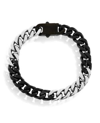 Metallo Stainless Steel 10mm Cuban Link Bracelet - Silver black 41$