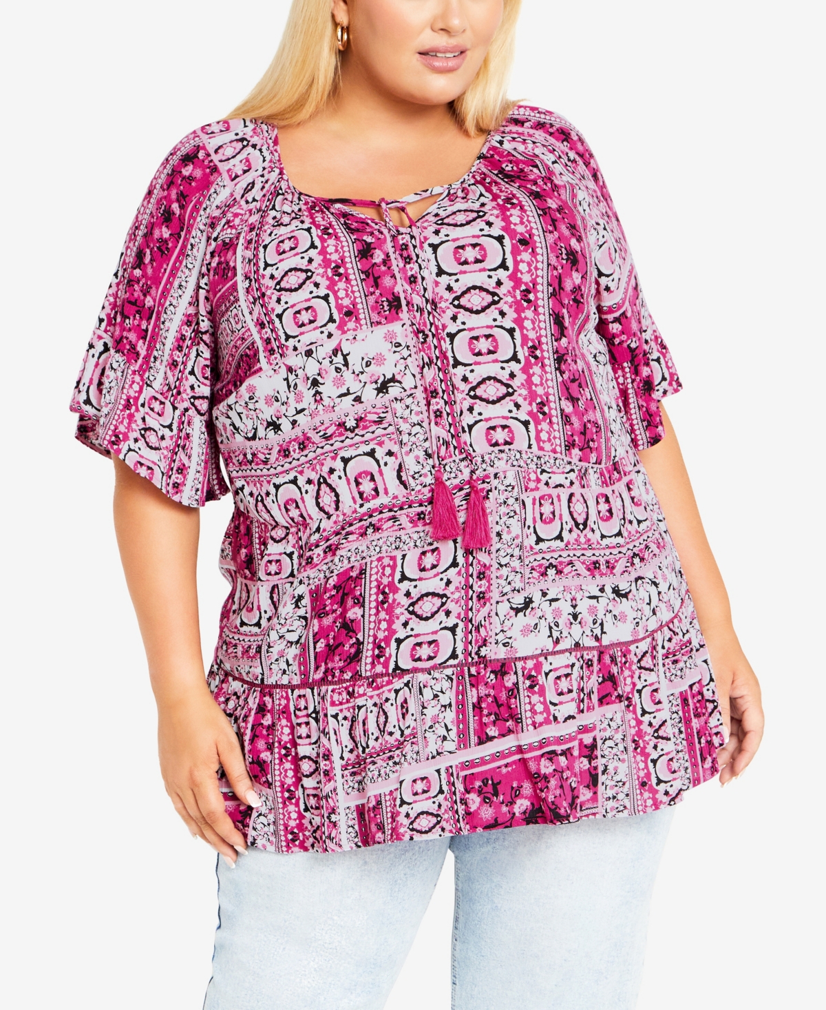 Plus Size Tess Short Sleeve Top - Patch Perfect