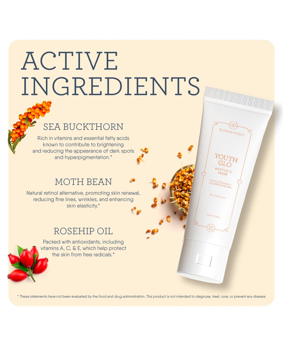 Youth Glow Babyface Face Firming Mask, with Vitamin C & Ginkgo Biloba - 2.5 fl oz