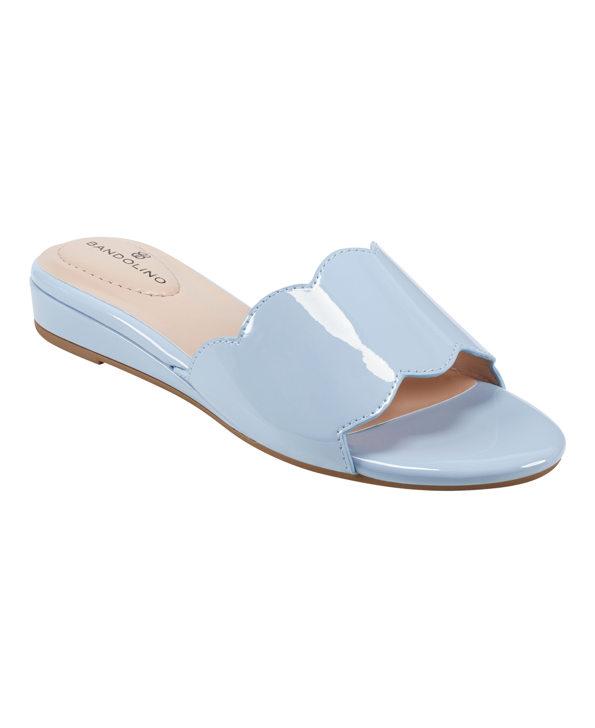 Women's Kayla Scalloped Edge Demi Wedge Sandals - Light Blue Patent