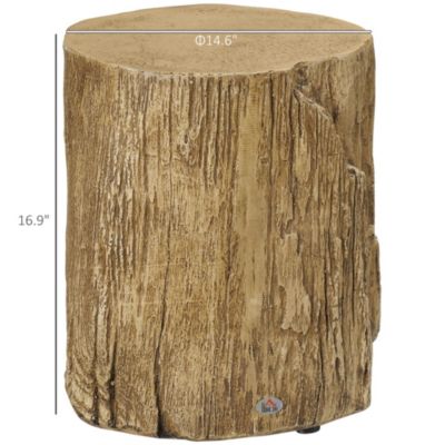 Tree Stump Stool, Concrete Side Table with Wood Grain Finish