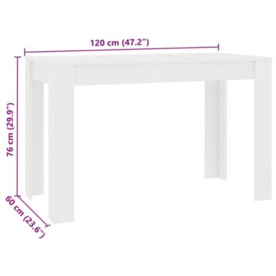 Dining Table White Engineered wood 47.2 x 23.6 x 29.9 in