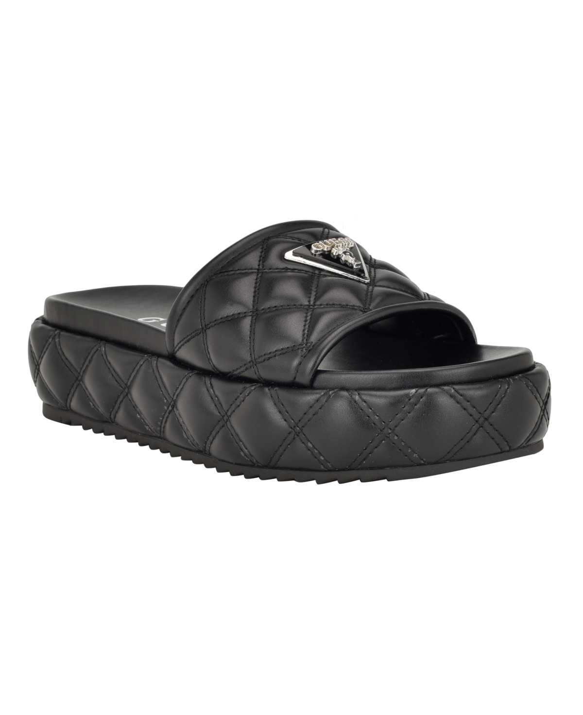 Shop Guess Women's Longo Logo Quilted Platform Slip On Sandals In Black
