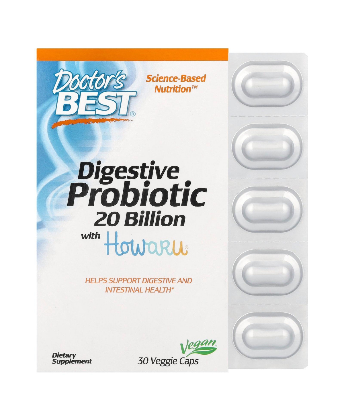 Digestive Probiotic 20 Billion with Howaru - 30 Veggie Caps - Assorted Pre-Pack