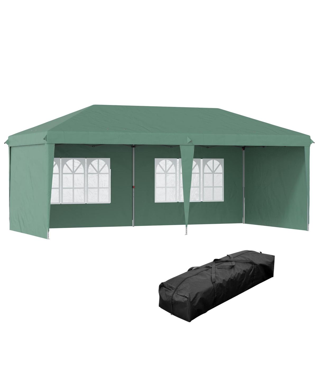 10' x 20' Pop Up Canopy with 4 Removable Sidewalls, Green - Green