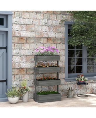 4-Tier Raised Garden Bed with Non-Woven Fabric,