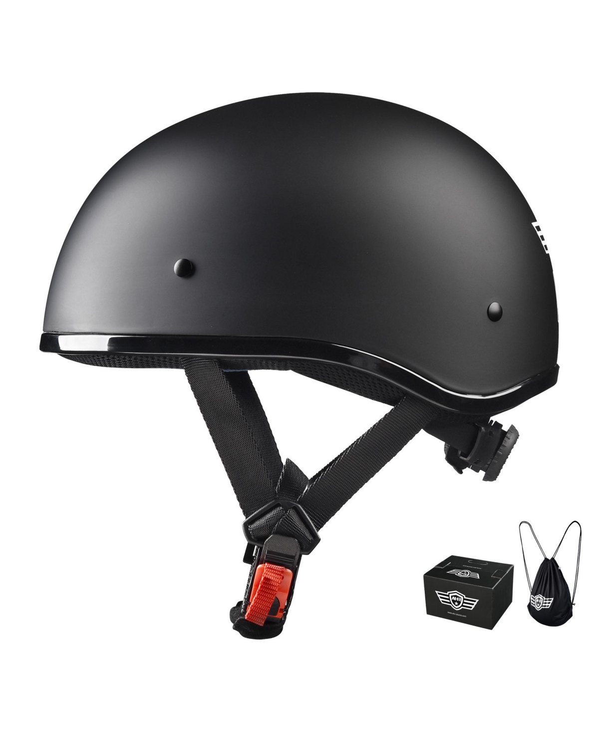 Half Face Motorcycle Helmet Dot Approved Bike Chopper Cruiser Scooter - Black