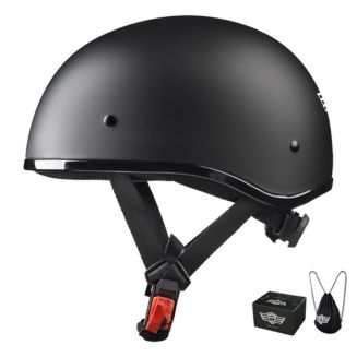 AHR Half Face Motorcycle Helmet – DOT Approved, Black, Cruiser & Scooter, Unisex