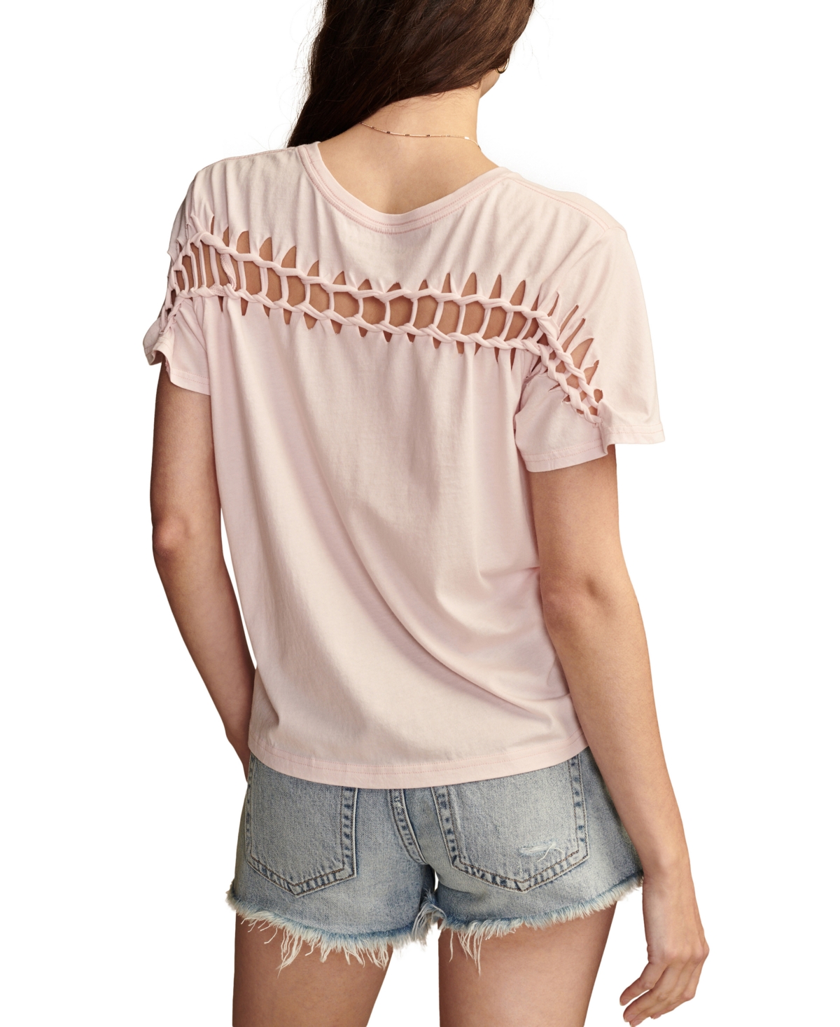 Shop Lucky Brand Women's Floral-print Braided-back T-shirt In Potpourri