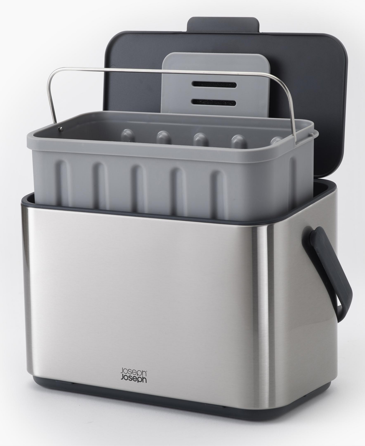 Shop Joseph Joseph Collect 4-liter Stainless Steel Compost Caddy With Removable Bucket In Gray