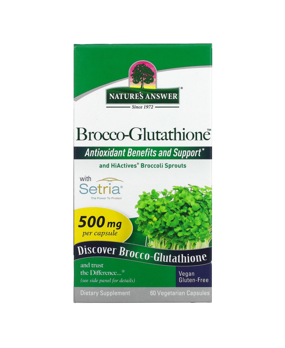 Brocco-Glutathione 500 mg - 60 Vegetarian Capsules - Assorted Pre-Pack