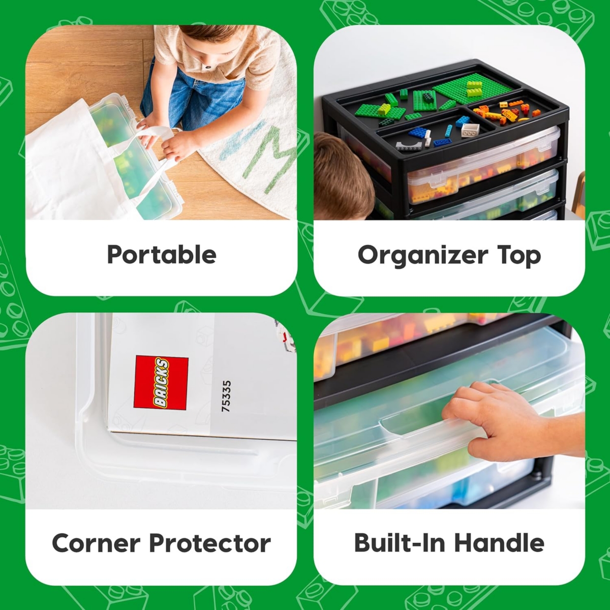 Iris Usa 3 Drawers Scrapbook Plastic Storage Unit with Organizer Top,- Black