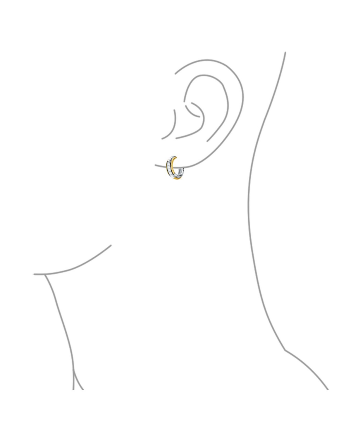Bling Jewelry Two Tone Twist Cable Rope Kpop Huggie Hoop Earrings For Women Hinge - Gold-silver