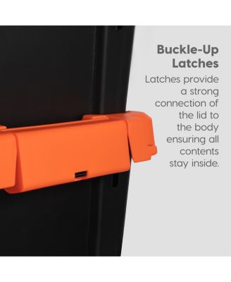 19 Gallon Lockable Storage Totes with Lids, 2 Pack - Orange Lid, Heavy-Duty Durable Stackable Containers, Large Garage Organizing Bins Moving Tubs, Rugged Sturdy Equipment Utility Tool Box